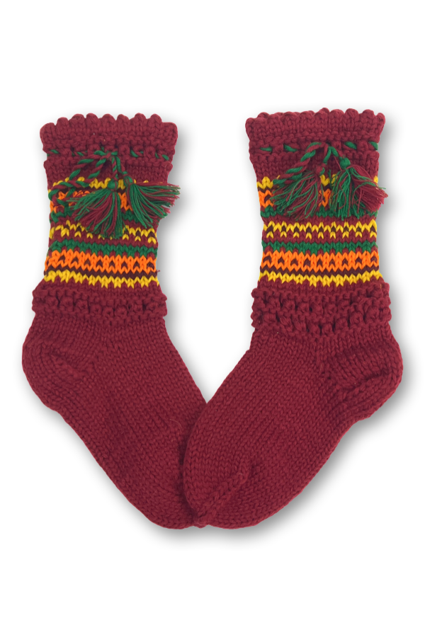 Ukrainian wool socks "Hutsul" Maroon